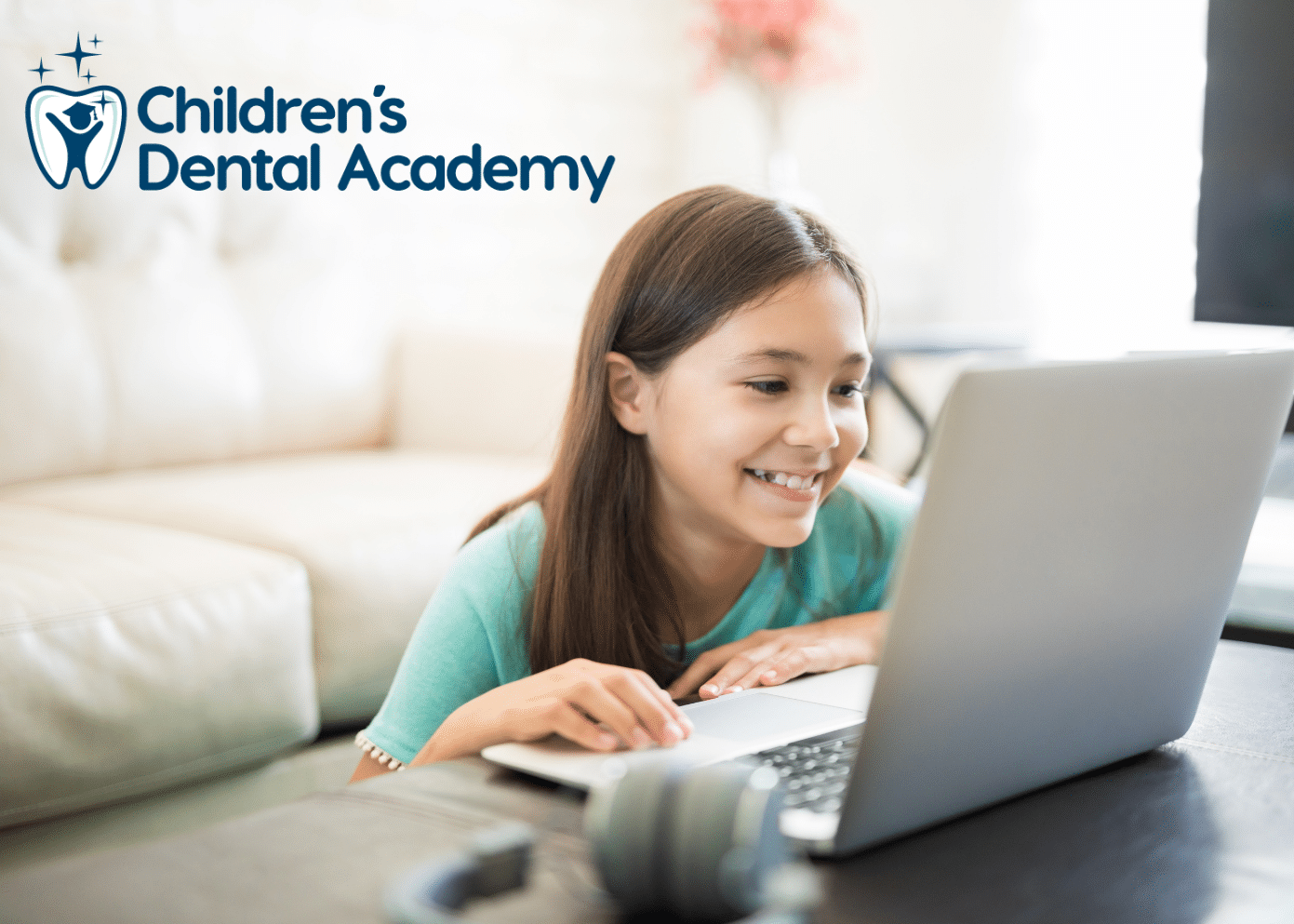 children's dental academy activity girl on computer