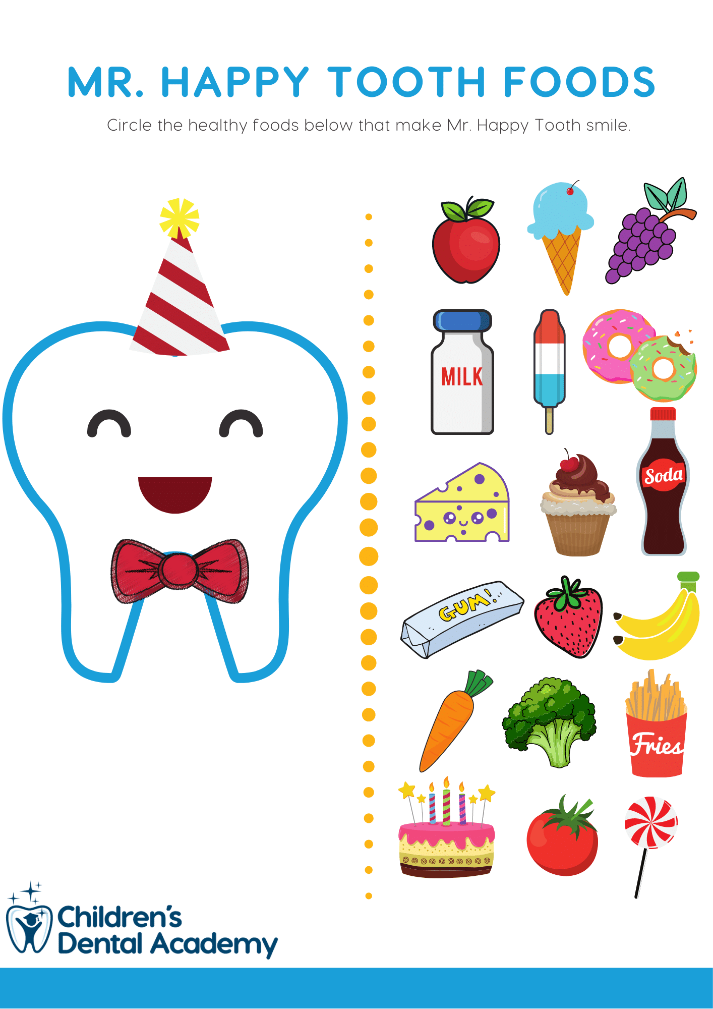 mr. happy tooth foods image activity